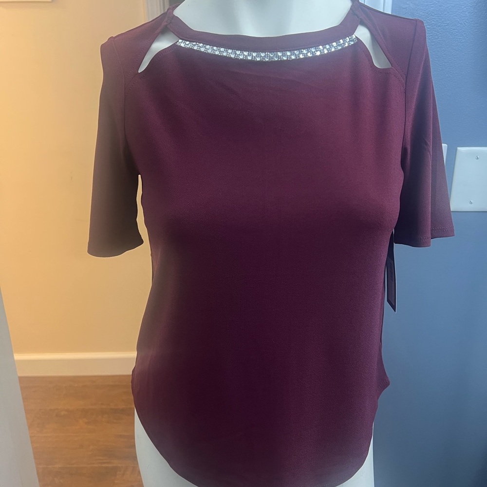 Burgundy Top with Cutout Details